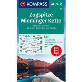 Zugspitze, Mieminger Kette turistatérkép (WK 25) - Kompass