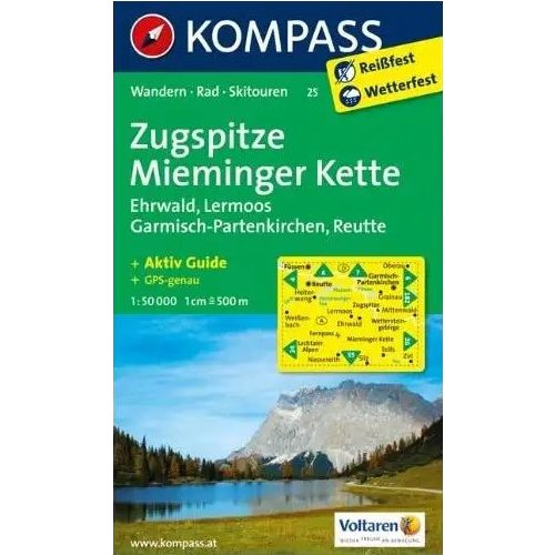 Zugspitze, Mieminger Kette turistatérkép (WK 25) - Kompass