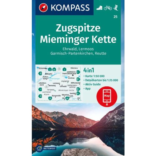 Zugspitze, Mieminger Kette turistatérkép (WK 25) - Kompass