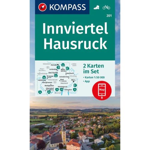 Innviertel, Hausruck turistatérkép szett (WK 201) - Kompass