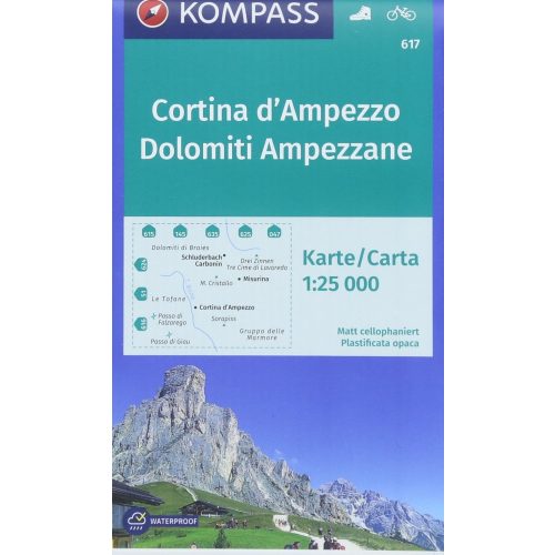 Cortina d'Ampezzo & Dolomiti Ampezzane, hiking map (WK 617) - Kompass