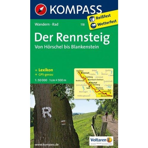Rennsteig, hiking map (WK 118) - Kompass