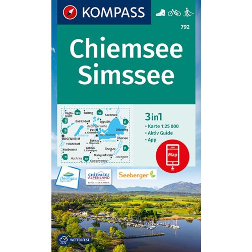 Chiemsee, Simssee turistatérkép (WK 792) - Kompass