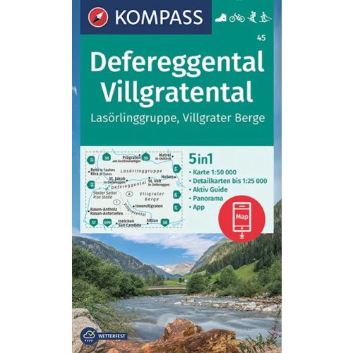 Defereggental, Villgratental turistatérkép (WK 45) - Kompass