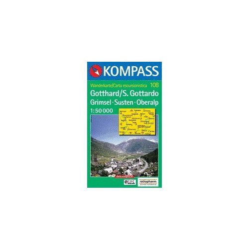 Gotthard turistatérkép (WK 108) - Kompass