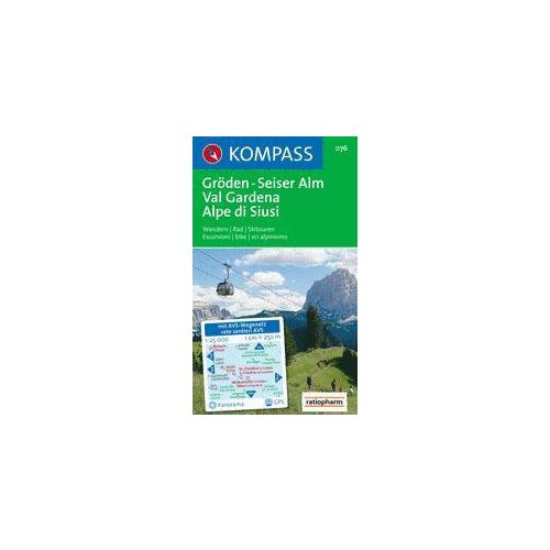 Val Gardena, Alpe di Siusi turistatérkép (WK 076) - Kompass