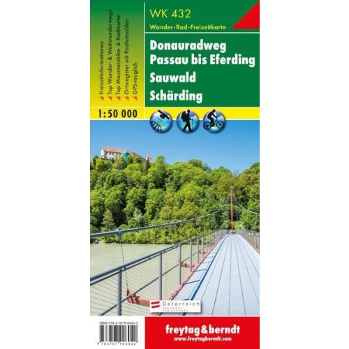 Donauradweg (Passau – Eferding), Sauwald & Schärding, hiking map (WK 432) - Freytag-Berndt