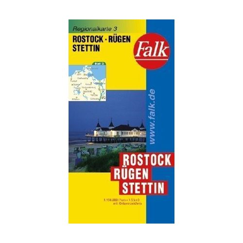 Rostock, Rügen, Stettin autótérkép - Falk 