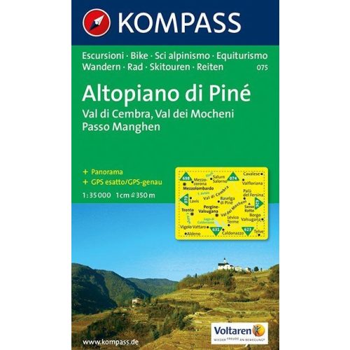 Altopiano di Piné, hiking map (WK 075) - Kompass