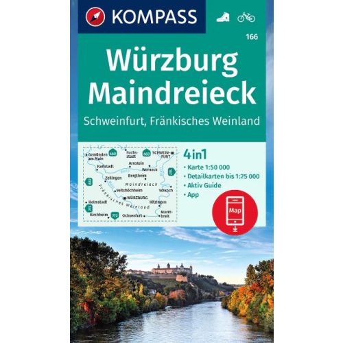 Würzburg & Main Triangle, hiking map (WK 166) - Kompass