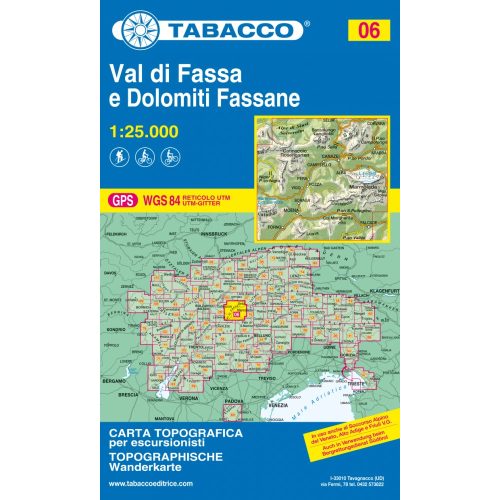 Val di Fassa, Dolomiti Fassane térkép (06) - Tabacco