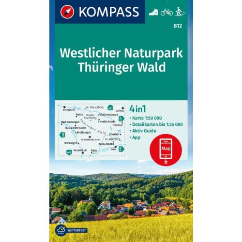 Thüringiai-erdő (nyugat) turistatérkép (WK 812) - Kompass