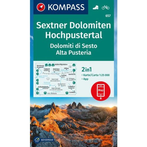 Dolomiti di Sesto, hiking map (WK 657) - Kompass