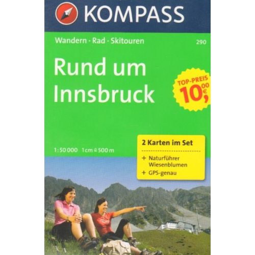 Around Innsbruck, hiking map (WK 290) - Kompass