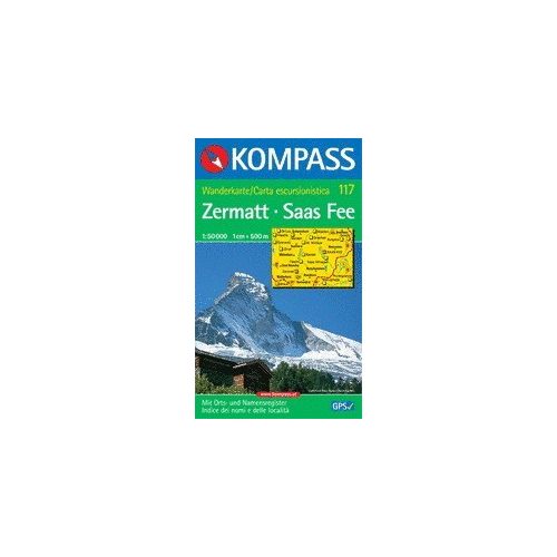 Zermatt, Saas Fee turistatérkép (WK 117) - Kompass