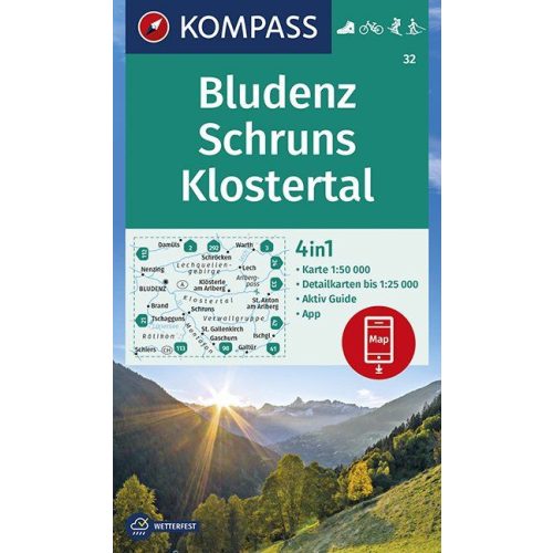 Bludenz, Schruns & Klostertal, hiking map (WK 32) - Kompass