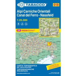   Carnian Alps (East), Canal di Ferro & Nassfeld, hiking map (018) - Tabacco