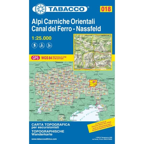 Carnian Alps (East), Canal di Ferro & Nassfeld, hiking map (018) - Tabacco