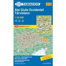 Julian Alps (West) & Tarvisiano, hiking map (019) - Tabacco