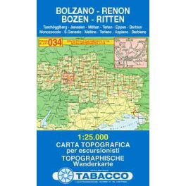 Bolzano & Renon, hiking map (034) - Tabacco
