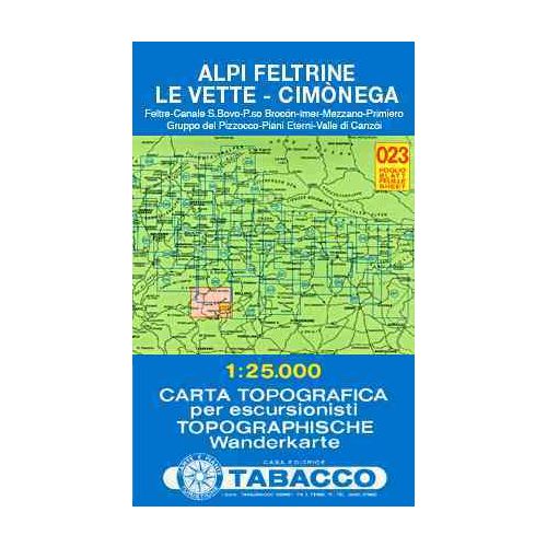 Alpi Feltrine, Le Vette, Cimònega térkép (023) - Tabacco