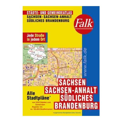 Szászország, Szász-Anhalt és Dél-Brandenburg minden városa atlasz - Falk