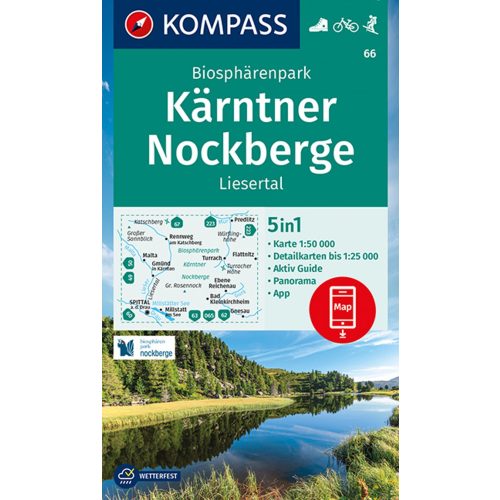 Nockberge, Liesertal turistatérkép (WK 66) - Kompass