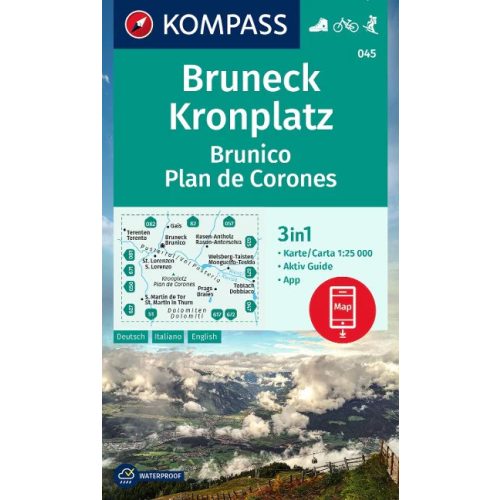 Brunico, Plan de Corones turistatérkép (WK 045) - Kompass