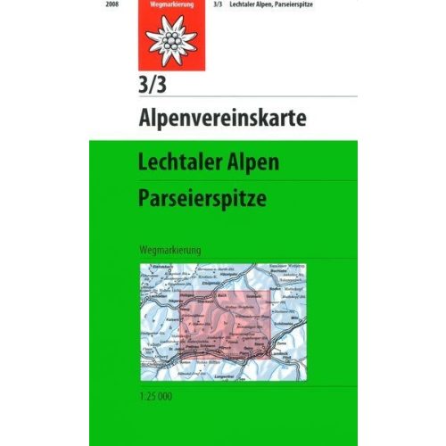 Lechtali-Alpok: Parseierspitze turistatérkép (3/3) - Alpenvereinskarte