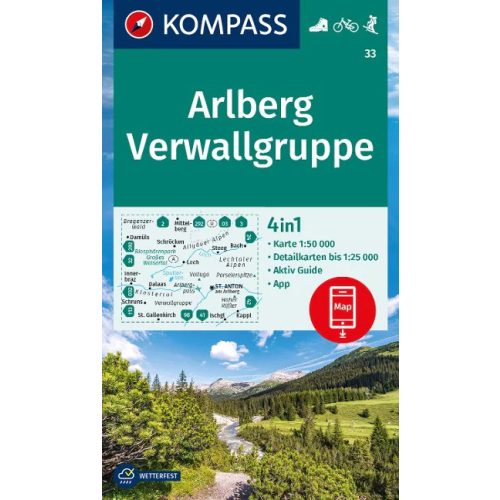 Arlberg, Verwallgruppe turistatérkép (WK 33) - Kompass