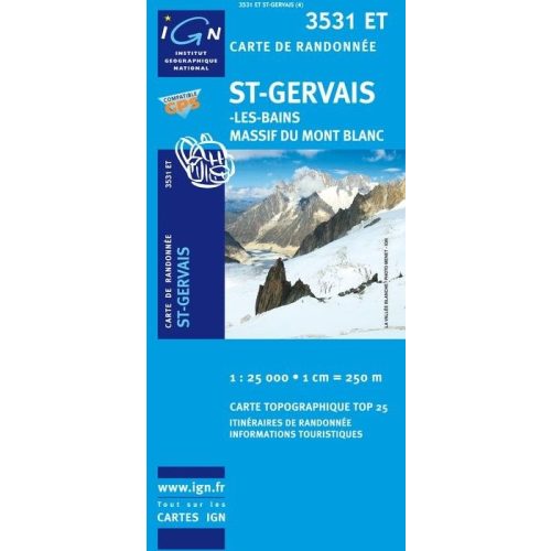 St-Gervais-les-Bains & Massif du Mont Blanc, hiking map (3531 ET) - IGN