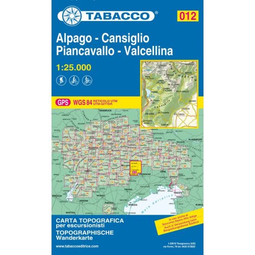 Alpago, Cansiglio, Piancavallo & Valcellina, hiking map (012) - Tabacco