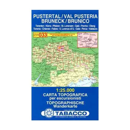Pustertal / Val Pusteria - Bruneck / Brunico térkép - 033 Tabacco