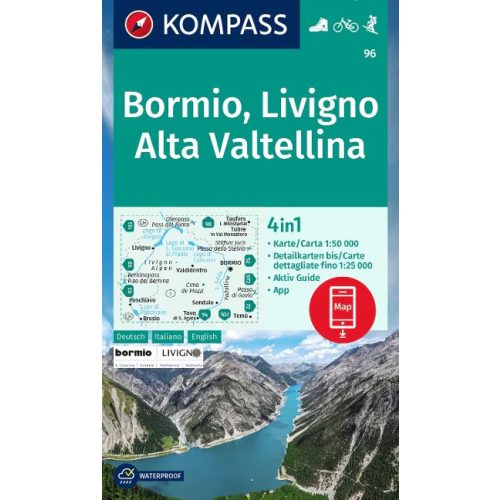 Bormio, Livigno, Alta Valtellina turistatérkép (WK 96) - Kompass