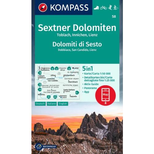 Sexteni-Dolomitok turistatérkép (WK 58) - Kompass