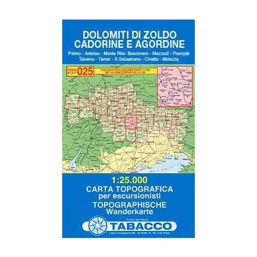 Dolomiti di Zoldo, Cadorine e Agordine térkép - 025 Tabacco