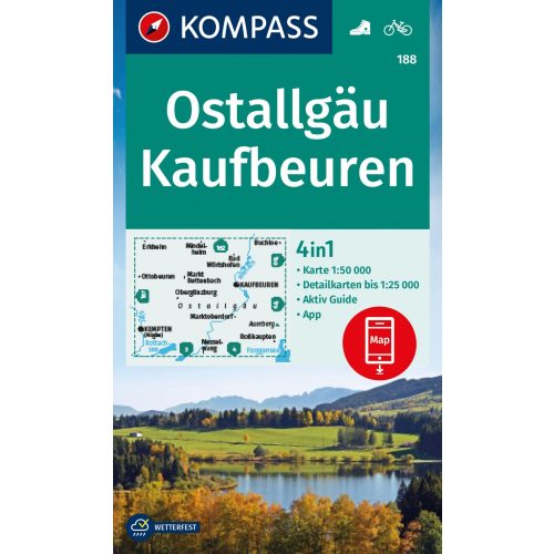 Allgäu (kelet), Kaufbeuren turistatérkép (WK 188) - Kompass
