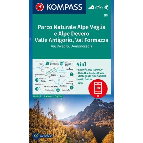 Alpe Veglia, Alpe Devero, Valle Antigorio & Val Formazza, hiking map (WK 89) - Kompass