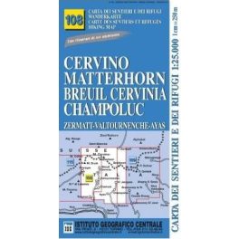   Matterhorn (Cervino), Breuil Cervinia, Champoluc turistatérkép (108) - IGC
