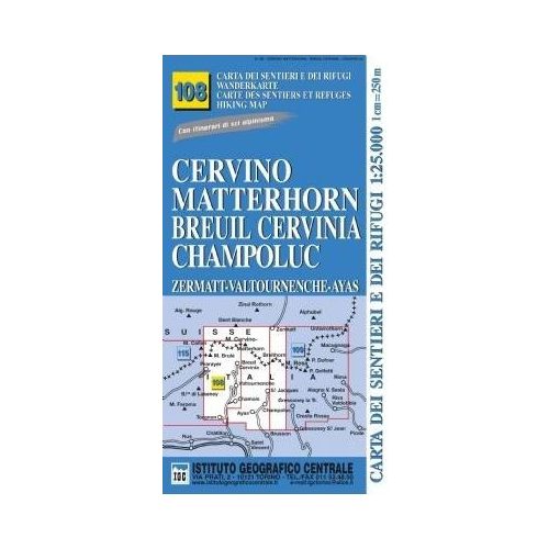 Matterhorn (Cervino), Breuil Cervinia & Champoluc, hiking map (108) - IGC