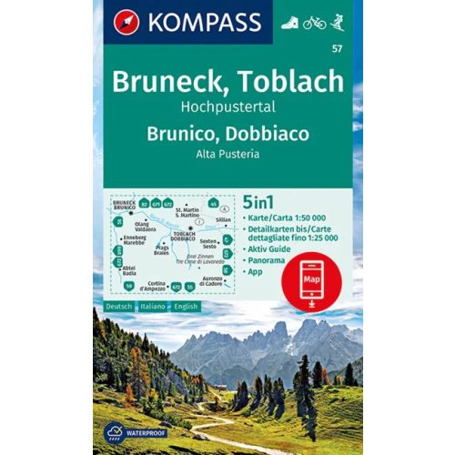 Brunico & Dobbiaco, hiking map (WK 57) - Kompass