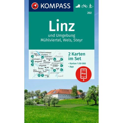 Linz and around, hiking map set (WK 202) - Kompass