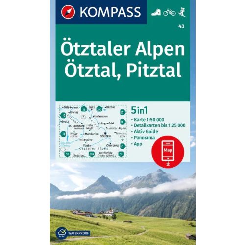Ötztaler Alpen, Ötztal & Pitztal, hiking map (WK 43) - Kompass