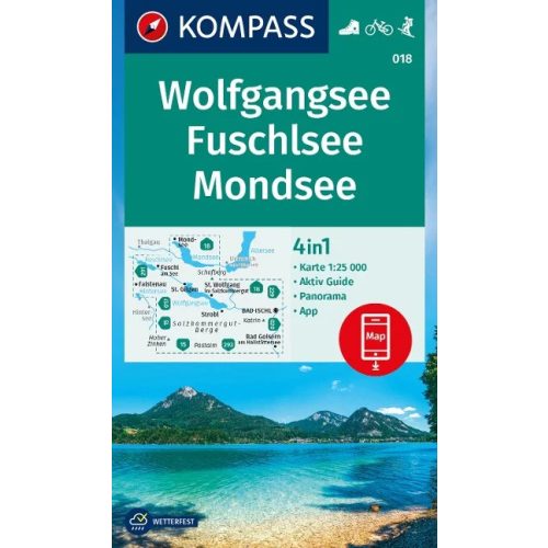 Wolfgangsee, Fuschlsee & Mondsee, hiking map (WK 018) - Kompass