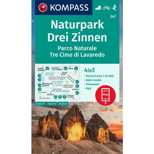 Tre Cime di Lavaredo, hiking map (WK 047) - Kompass