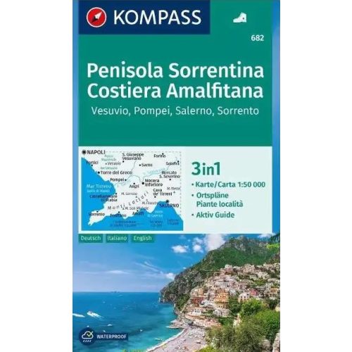 Sorrento Peninsula & Amalfi Coast, hiking map (WK 682) - Kompass