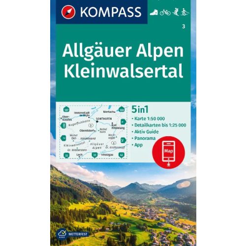 Allgaui-Alpok, Kleinwalsertal turistatérkép (WK 3) - Kompass