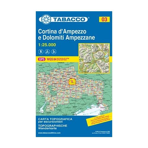 Cortina d'Ampezzo, Dolomiti Ampezzane térkép (03) - Tabacco