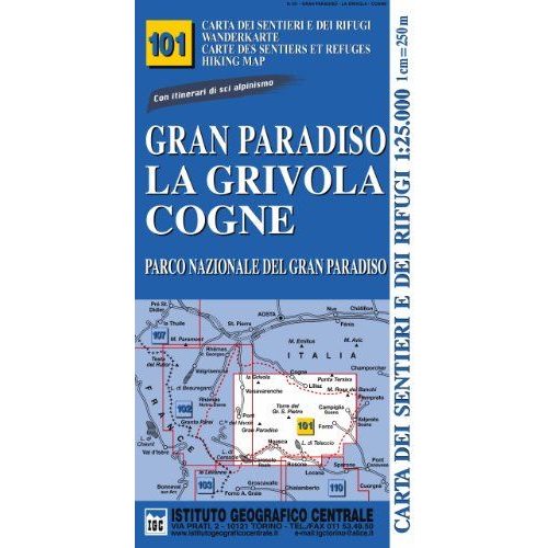 Gran Paradiso, La Grivola & Cogne, hiking map (101) - IGC