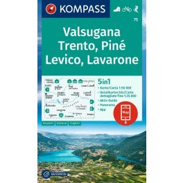   Valsugana, Trento, Piné, Lévico, Lavarone turistatérkép (WK 75) - Kompass